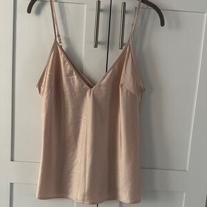 Zara Blush Satin Cami with V-Neck